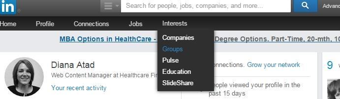 Hover over Interests and select
