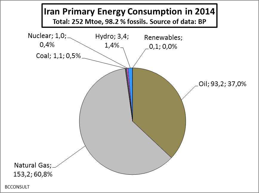 Iran: primary energy supplies in 2014