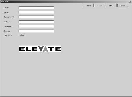 14 Getting Started with Elevate 5. Job Data Entering Job Data You can access Job Data by selecting Edit, Job Data, or by pressing the button on the Toolbar.