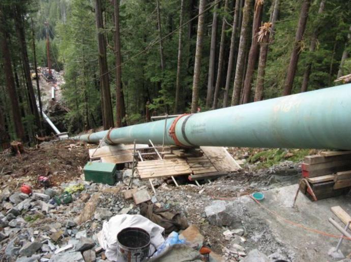 the access road fill The above ground penstock section will be steel pipe constructed in a