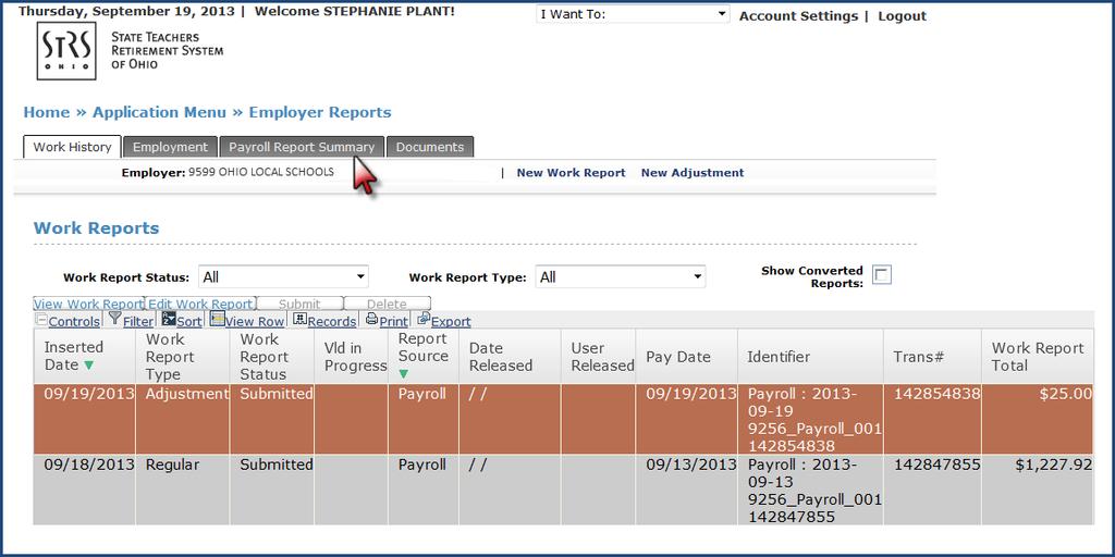 Additional Tools Employer Reports under the Application Menu also features additional tools that employers may find useful especially when preparing deposit and service reports or when determining