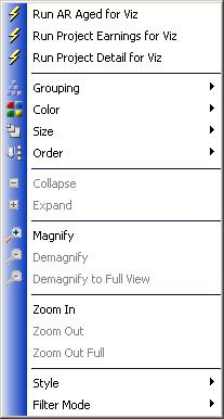 Using Visualization Option Grouping Categories Description These fields are used to modify the grouping for the map without having to return to the Options dialog box.