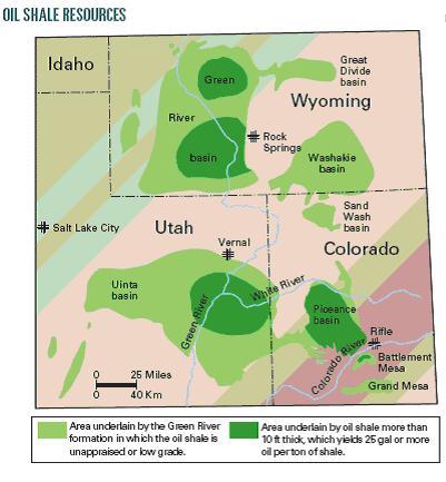 Major source of oil shale in USA Green River Formation 1.