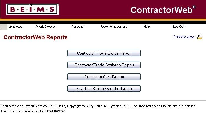 Trade Completion Details Work Orders can be Completed in the Trade Completion Details section on the individual Work Order Details screen within ContractorWeb.