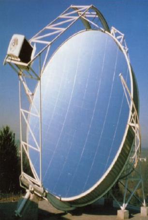 Concentrating PV (CPV) 32 Dish engine system Parabolic dish engine 33 Focus sunlight on a smaller receiver for each device; the heated liquid drives a steam engine to generate electricity.