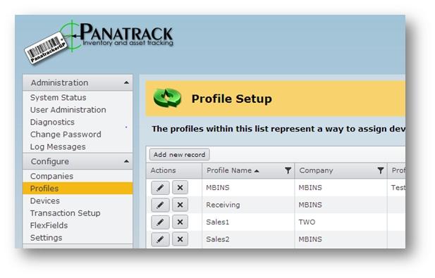 Typically at install, at least two (2) profiles are set up based on a company. One for the production company and one for the test company.