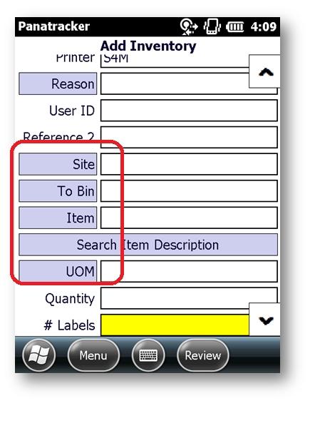 Fields represented with a button label has an associated look up list available.