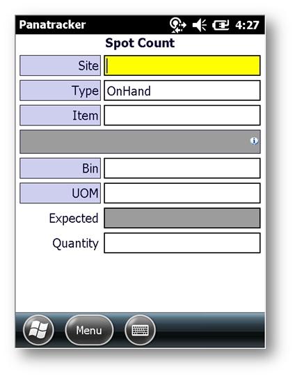 Spot Count (Inventory Track) This transaction is designed to complete a simple one-step spot count for an item. It was created for multi-bin environments; however, it is not required.