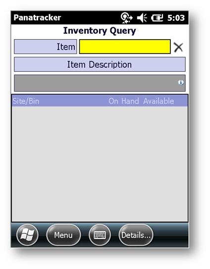 Query Inventory (Tools) This feature allows the user to check inventory status and location for any item.