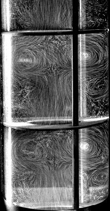 Figure 2 Flow patterns showing vortices and mixing in individual OBR cells[13].