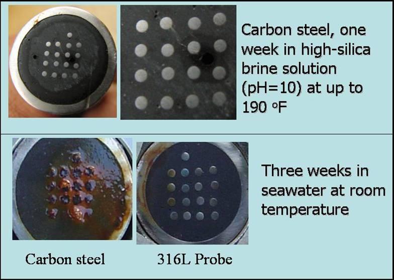 Post-Test Probes Steel Localized Corrosion at 40 mpy in