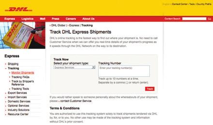 dhl PRoVIew DHL Global Welcome Page Step 1A: Using your Web browser, go to www.dhl.com and select your country from the pull-down location menu.