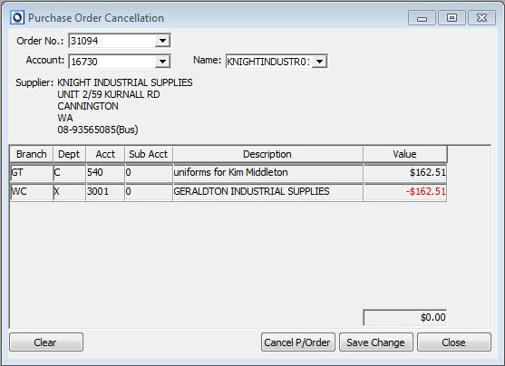 25 Modify Purchase Order Supplier From time to time there may be reason to modify the Supplier for an existing Purchase Order.