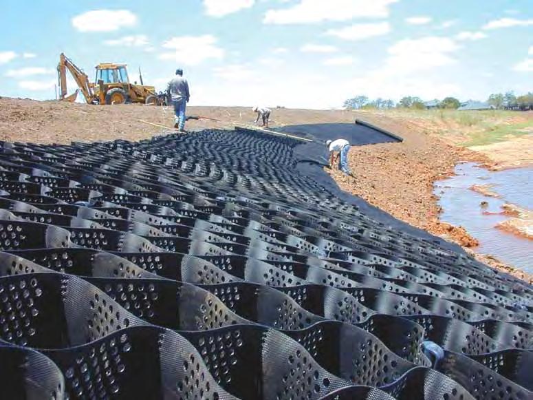 Protects geomembranes on ponds, or stormwater/wastewater containment basins.