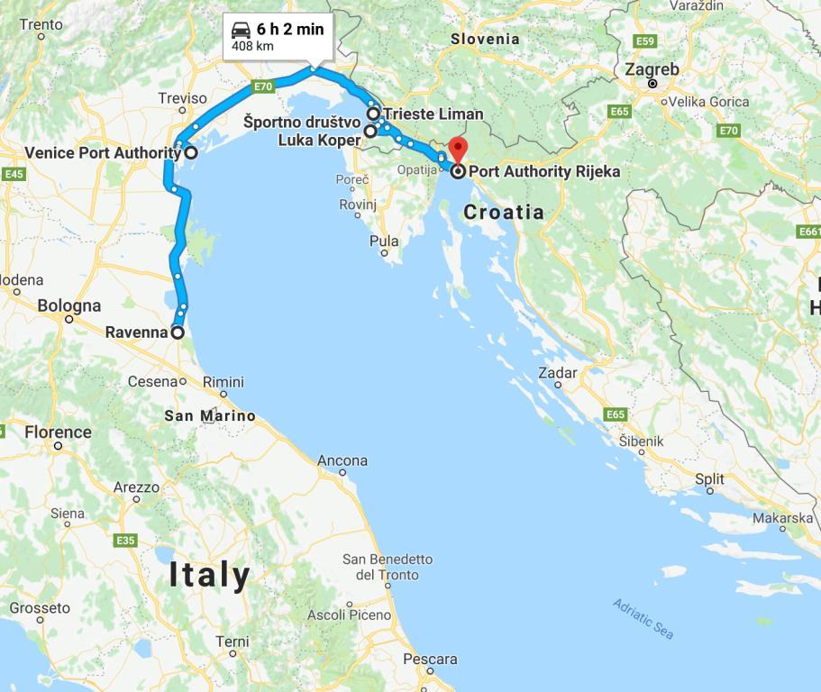 Figure 5: North Adriatic ports If the Mediterranean ports, North Adriatic ports and Piraeus port, could reach the efficiency and capacity and establish adequate hinterland connections, they would