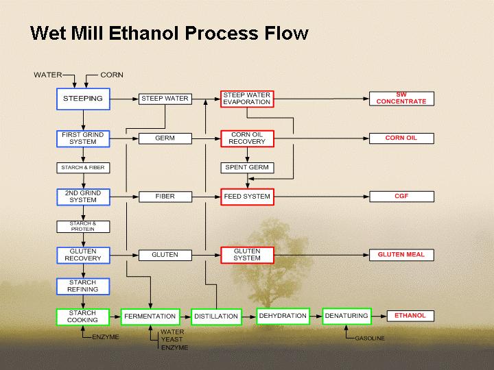 FIGURE 1: Wet mill corn-ethanol production process.
