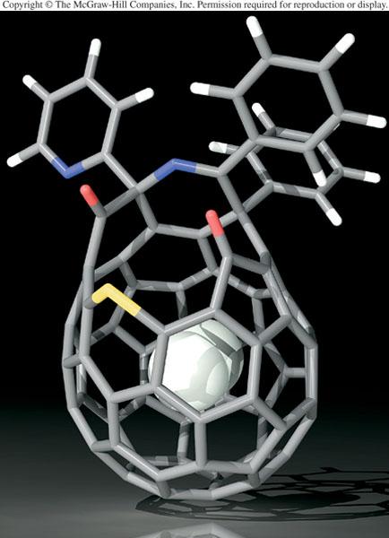 One such fullerene is shown here, with an H 2 molecule trapped inside Such structures can absorb