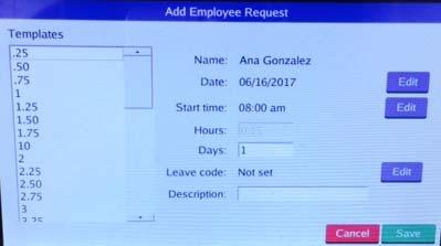 d. Using blue Edit button, enter date for leave requested, start time, and select the number of hours on the left hand side, Then enter