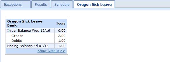 Oregon Sick Leave Tab Reminder: sick leave is accrued at the rate of 1 hour for every 30 hours worked, excluding