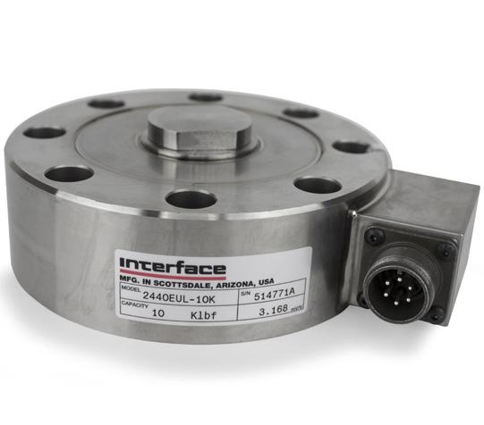 Industrial Interface Products 2400 Load Cell Series 100 1,000K lbf Hermetically sealed Proprietary Interface temperature compensated strain gages Counterbored mounting holes optional Available
