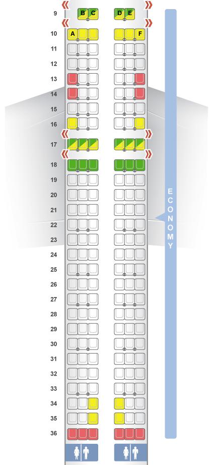 Boeing 757200 Seat Map Economy seats 15.