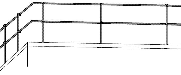 Top Handrail should be 42 (+ or 3 ) to the top of the rail Mid Handrail should be 21 or