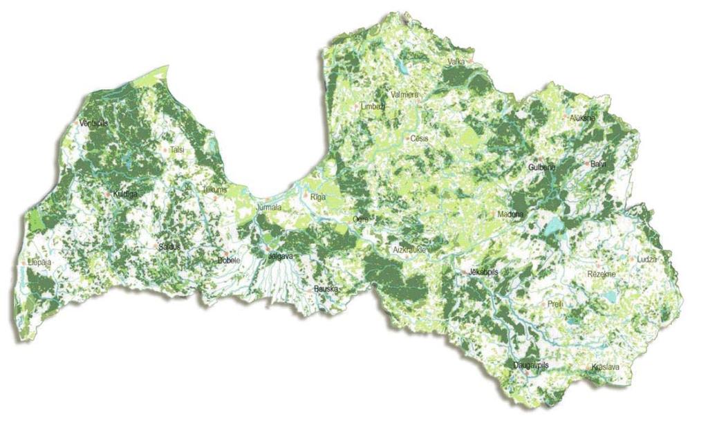 Forest Cover of Latvia 1923-2013 30% 1949