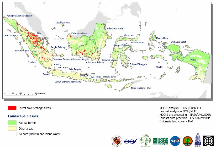 Deforestation Status of Indonesia s Sumatra Forestsand Kalimantan 2000 2008 5.4 Million ha or 5.