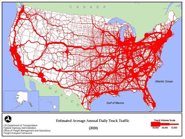 Figure 3: Estimated average annual daily truck traffic (2020) So