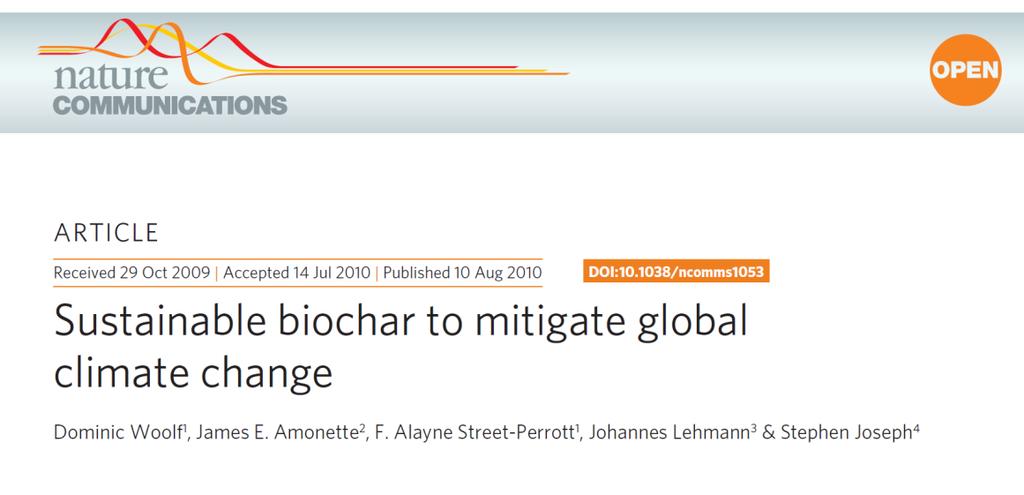 GHG Emissions biochar can potentially offset a maximum of 12% of current anthropogenic CO 2 -C equivalent (CO 2 -C e ) emissions (that is, 1.