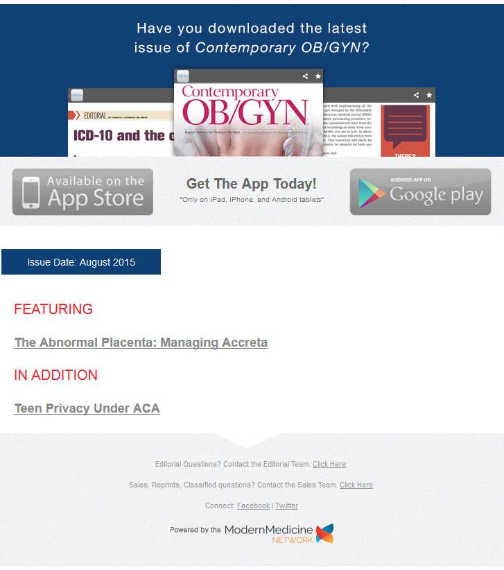 2016 Digital Media Information App Advertising The Contemporary OB/GYN app is a rich engagement opportunity that can take your online and