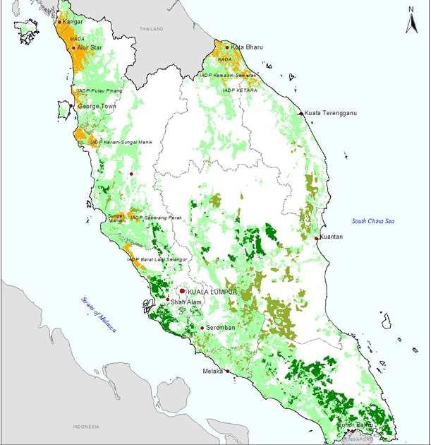 Study Area The eight granary areas, MADA, KADA, Kerian, Barat laut, Seberang Perok, Ketara and Kemasin, are designed as permanent paddy producing areas, to realize a minimum selfsufficiency level for