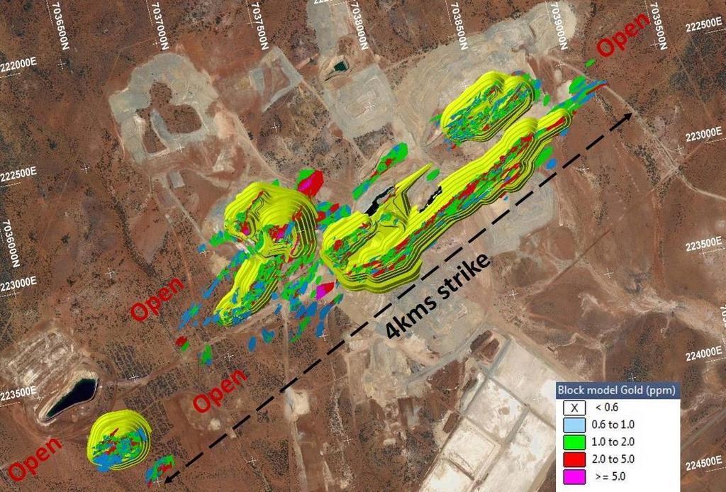 Matilda Mine Base Load Ore and Growing 10kms stacked, repeating gold lodes Soft, deeply weathered oxide ore Production (1987-1993): 2.2 Mt@ 2.6g/t = 181,000oz au Mine Plan continues to grow 3.7Mt @ 1.