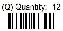 For a carton with 12 items, the following would be encoded in the Quantity barcode: <Data Identifier> <Data String> Q 12 No spaces should be encoded between the data identifier and data string. C.