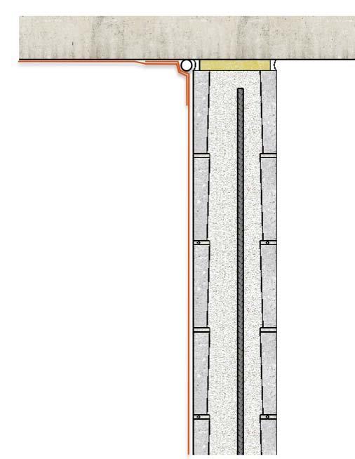 Deflection Joint Backer rod [by others] size determined by building envelope consultant RevealShield SA or RevealFlashing SA 2 layers / min.