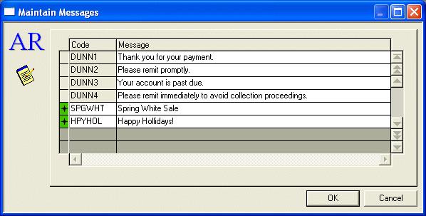 Maintain Messages Selecting Messages... from the Maintain menu accesses the Maintain Messages dialog box.