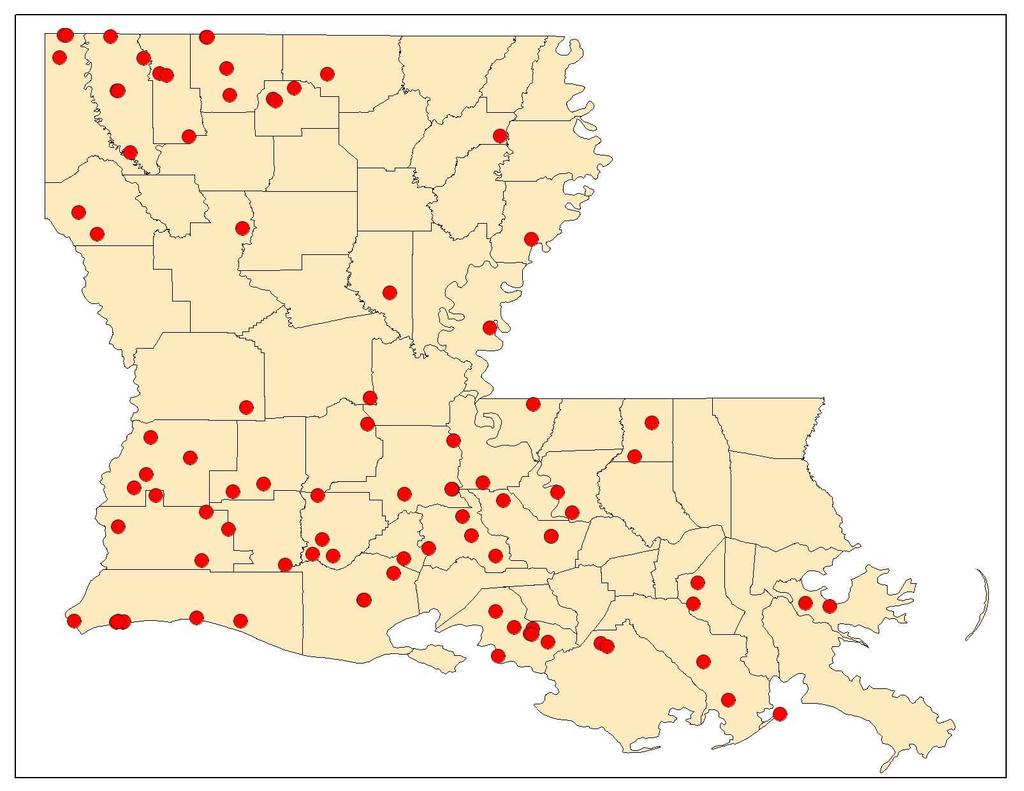 Louisiana Natural Gas Processing Plants Note: Point locations are