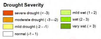 by CPC Monitored drought severity