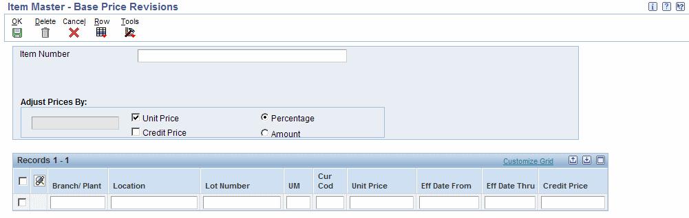 Entering Sales Price Information Item Price Group Enter a code from UDC table (40/PI) that identifies an inventory price group for an item.