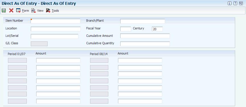 Working with Transaction Records 5.6.7 Entering Individual Transactions Access the Direct As Of Entry form.