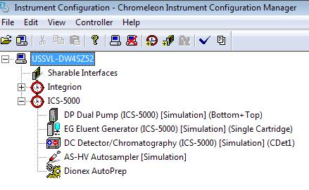 Configuring the modules in the Chromeleon CDS software To configure the IC system: 1. Start the Chromeleon Instrument Controller program. 2.