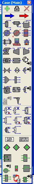 In the object palette a number of components available some are given below. i. Streams (Material/Energy streams) ii. Vessels (Separator and Tanks) iii.