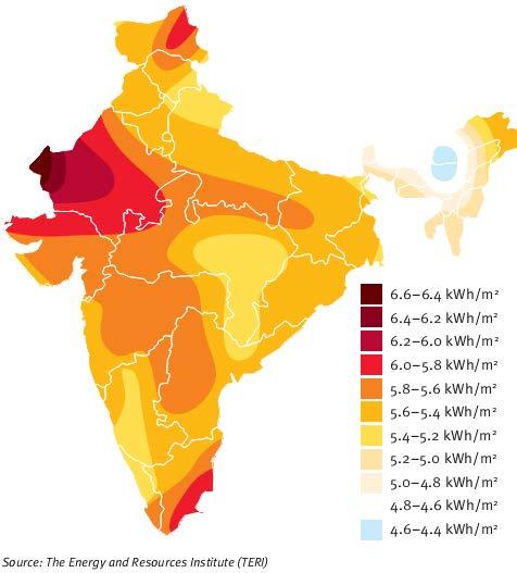 INDIA Solar Resource: 2,100 Kwh/m2/annum Installed Power Capacity: 174 GW Annual Electricity Consumption: 724TWh Annual Electricity Demand in