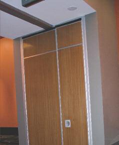 6 STORAGE POCKET DOORS If the operable partition needs to be stored out of sight in a door closet or Pocket Moderco can supply a matching Pocket Door.