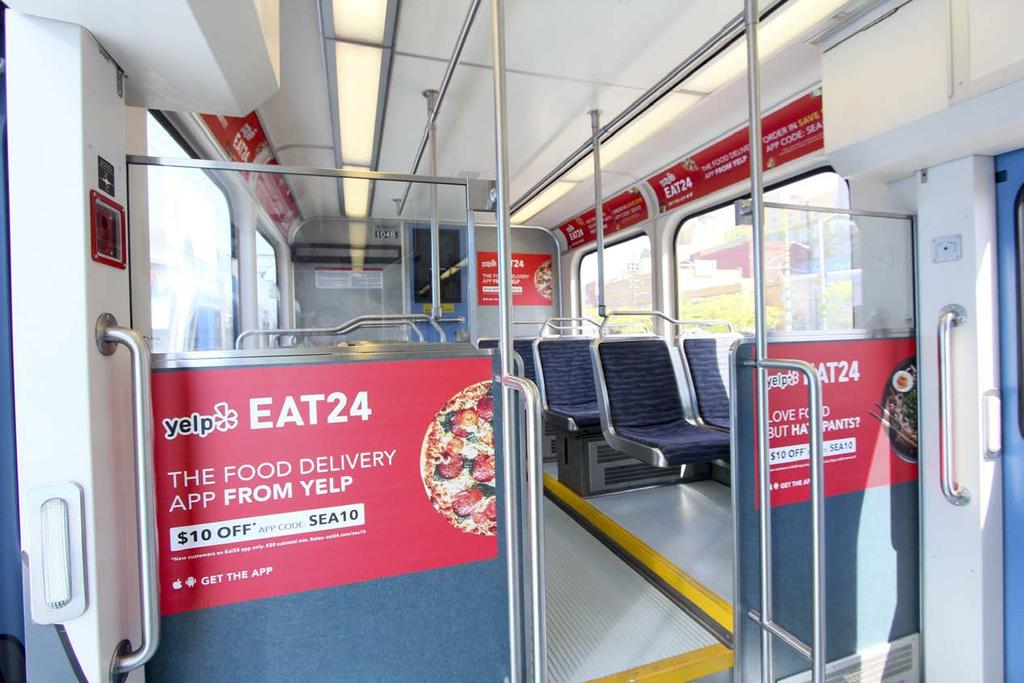Interior Brand Trains Capture passengers where there are no distractions and share a brand message without interruption.
