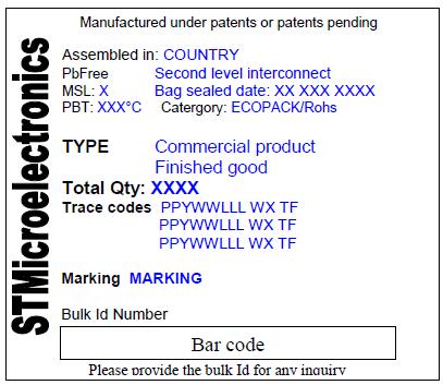 Marking and traceability: Unless otherwise stated by customer s specific requirement, the traceability of the parts assembled with the new material set will be ensured by new internal sales type,