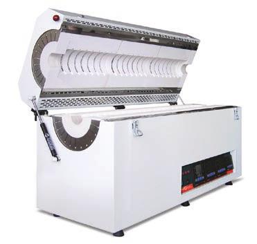 uniformity ful heating and fast heating cycles Accelerate cooling of furnace and tube by opening hinged casing Heating elements controlled by solid state relays for very precise temperature control,