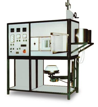 This combination of three different furnaces is used to investigate highly corrosive materials in the glass industry.