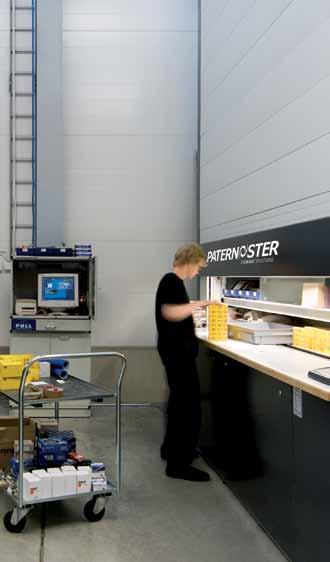 The rotating automated storage solution Paternoster keeps the products away from dust and light.