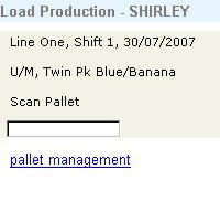 Assuming you have scanned a valid production line barcode then the screen will show the line, shift and